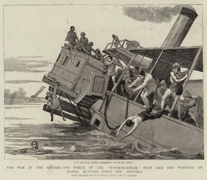 La Guerra en Sudán, el Naufragio del Nassif-el-Khair, con Enfermos y Heridos a Bordo, entre Korti y Dongola de Frederic Villiers
